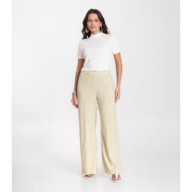 Imagem de Calça Feminina Pantalona Infinita Cor Verde, GG, Verde