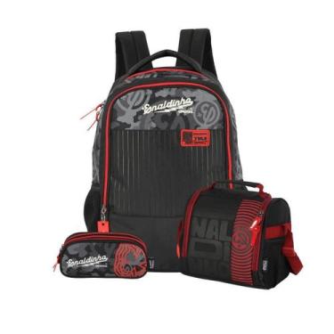 Imagem de Kit Mochila Costas Enaldinho Lancheira E Estojo Triplo Teen