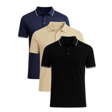 Imagem de Kit 3 Camisas Polo Masculina Básicas Crocker-Masculino