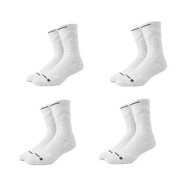 Imagem de Meias De Basquete Masculinas De Cano Médio Respiráveis, 4 Pares, Branc