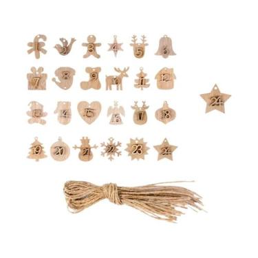 Imagem de Calendário Do Advento De Natal Com Números De Madeira, Enfeite De Árvo