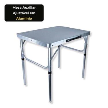 Imagem de Mesa Auxiliar Multiuso Alumínio 60x45cm Altura Ajustável Regulável 26 