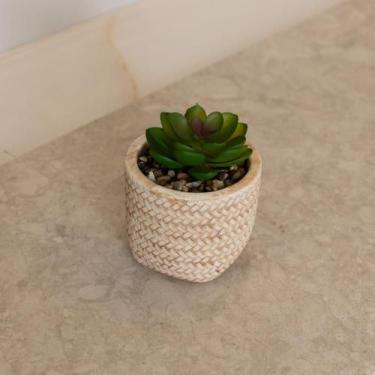Imagem de Cachepot Wolff de Cerâmica com Suculenta Trançado 7,5cm