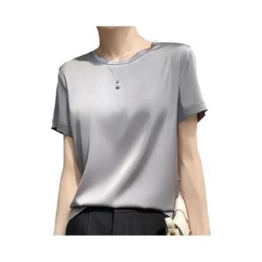 Imagem de Camisetas Femininas De Manga Curta Soltas Para Primavera E Verão Com F