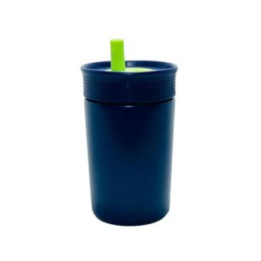 Imagem de Copo Térmico Tumbler Infantil Inox 300 Ml Com Canudo - Vex, Azul Escur