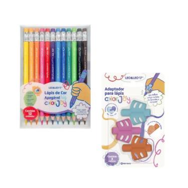 Imagem de COMP Kit Color Joy Leo&Leo Lápis de Cor Apagável 12 Cores + Adaptador 