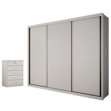 Imagem de Guarda Roupa Casal Palazzo E Gaveteiro Suiça Neve - Novo Horizonte - M