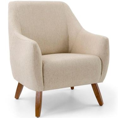 Imagem de Poltrona Decorativa La Paloma Pés Madeira Linho Bege - Nexta Casa