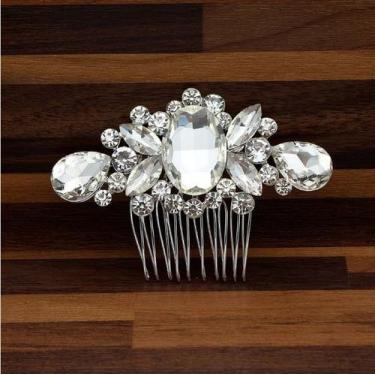 Imagem de Arranjo Enfeite Cabelo Noiva Strass Cristal Prata Debutante - Geral, C