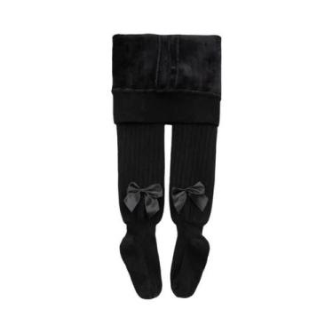 Imagem de Meias-calças De Cashmere Grossas Com Laço Para Meninas, Leggings Justa