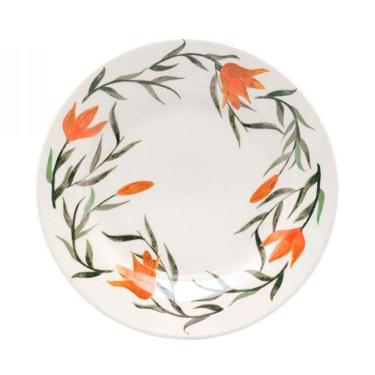 Imagem de Kit 2 Pratos Rasos Biona Lírios Oxford® Cerâmica 26 Cm