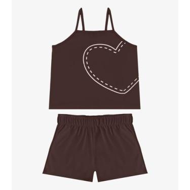 Imagem de Conjunto Infantil Blusa e Shorts Menina Select Marrom, 6, Marrom
