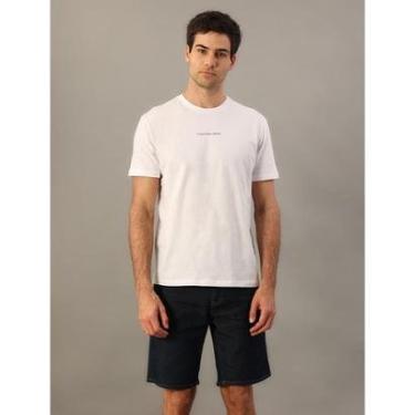 Imagem de Camiseta Masculina de Algodão Estampa Logo Centralizado Calvin Klein Jeans - Branco-Masculino
