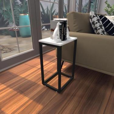 Imagem de Mesa Lateral Branca Aparador De Sofa Sala Mesa Lateral Cama - BeB