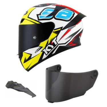 Imagem de Capacete Kyt Tt Course Bomb 98 Branco Mais Viseira Fumê e Spoiler Fumê