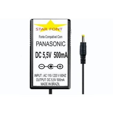 Imagem de Fonte DC 5,5V Bivolt para Telefone Sem Fio Panasonic PNLV236 e Modelos