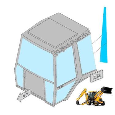 Imagem de Vidro Canto Traseiro Esquerdo Temperado para Retroescavadeira JCB 3C -