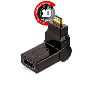 Imagem de Kit com 10 Adaptador 90 Graus Mini HDMI para HDMI - CIRILO CABOS