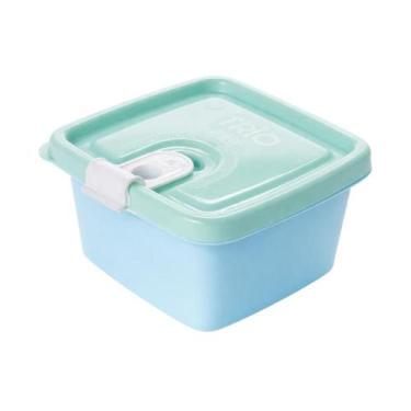 Imagem de Pote Quadrado Trio 210ml Plástico Com Tampa e Trava Infantil BPA Free 