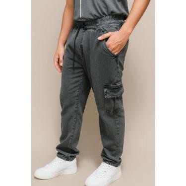 Imagem de Cargo calça azul claro e estonada marmorizada cinza Jeans skate, moda 