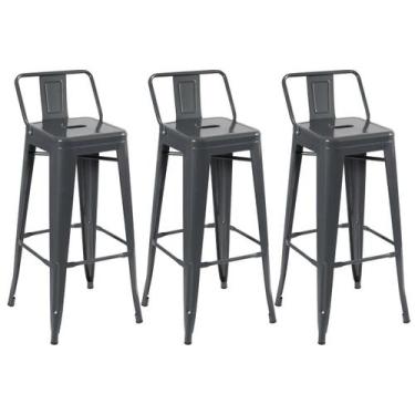Imagem de Kit 3 Banquetas Laráz Iron Tolix Cinza escuro - Laraz