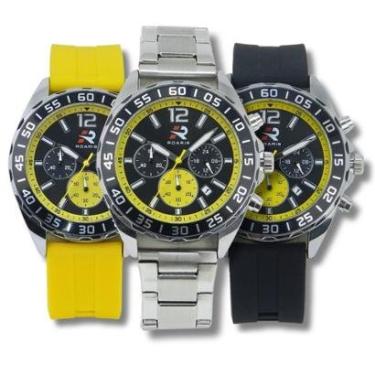 Imagem de Relógio Cronógrafo Masculino Roaris Analógico RR00004 Prata e Preto e Amarelo-Masculino