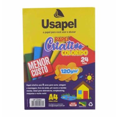 Imagem de Papel a4 criativo 120gm2 8 cores 25062 com 24fl Usapel