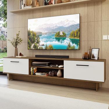 Imagem de Rack para TV até 80 Polegadas 218 cm 2 Portas Rustic/Branco Agata Madesa