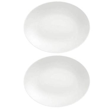 Imagem de Kit 2 Travessas de Porcelana Oval 40x29cm Baixela Servir Assados Branco Tramontina Sophia