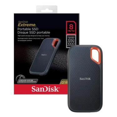 Imagem de SSD 8TB Externo Portátil SanDisk Extreme USB 3.2 Leitura 1050 MBs e Gr