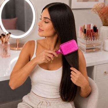 Imagem de Escova de Cabelo Mega Hair Raquete Dupla Altura Premium - - Escobel, R