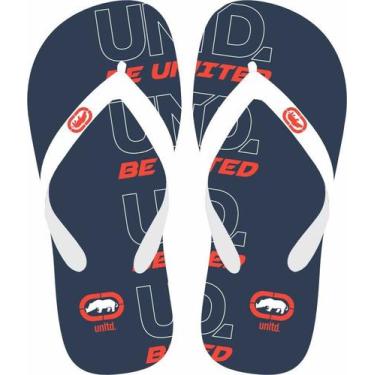Imagem de Chinelo Infantil Ecko Unltd Juvenil Unissex Off White / Azul Marinho, 
