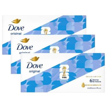 Imagem de Kit 3 Sabonetes Em Barra Dove Original Branco 90g 6 Unidades