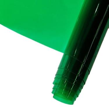Imagem de Folha de vinil PVC transparente verde 30 cm x 120 cm em rolo - Marca P