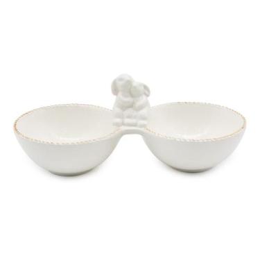 Imagem de PETISQUEIRA EM PORCELANA BRANCA COELHOS 25cm - Tok da Casa