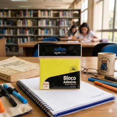Imagem de Bloco Adesivo Post-it 76mmx102mm Neon com 100 Folhas Jocar Office, Ama
