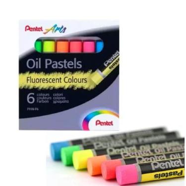 Imagem de Giz Pastel Oleoso Uso Artístico 06 Cores Pentel Arts PHN, Fluorescente