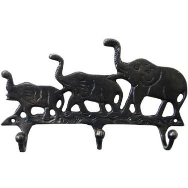 Imagem de Porta Chaves Cabide Elefantes Em Bronze Oxidado Decorações - Wilmil