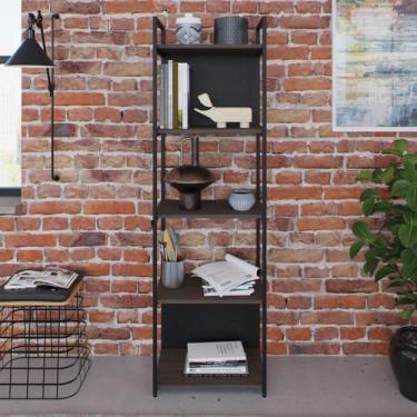 Imagem de Estante com 5 Prateleiras 152x45x33cm com Fundo Yon Marrom/Terracota/P