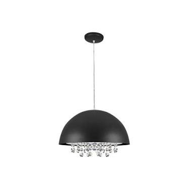 Imagem de Pendente Meia Lua com Cristais 1 Luz E27 Alumínio LLUM Bronzearte Meia Lua Cristal 105W Preto 30 cm