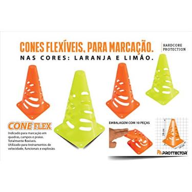Imagem de CONE PVC DE MARCAÇÃO TREINO FUNCIONAL Prottector C/ 10 UNIDADES, Laranja, Verde, 23cm