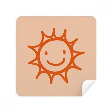 Imagem de Pintura à mão Orange Sun Smile Glasses Pano Limpador de tela Tecido de Camurça Pacote com 2