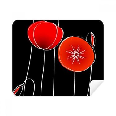 Imagem de Red Circle Flowers Line Art Pano de limpeza de milho, 2 peças, tecido de camurça