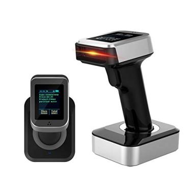 Imagem de Symcode Scanner de código de barras Bluetooth QR 2D com tela com base de carregamento, 3 em 1 compatível com Bluetooth e conexão sem fio e com fio de 2,4 GHz com tela LCD colorida TFT de 1,8 polegadas