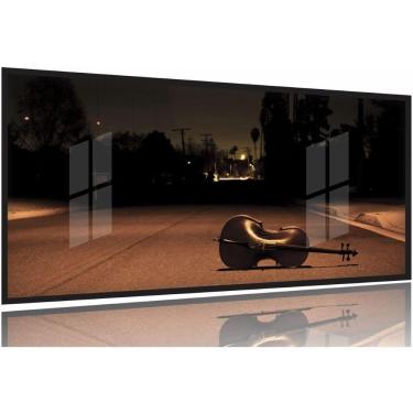 Imagem de Quadro Violoncelo Na Rua Paisagem Decorativo 130x60 Moldura Preta 2x2