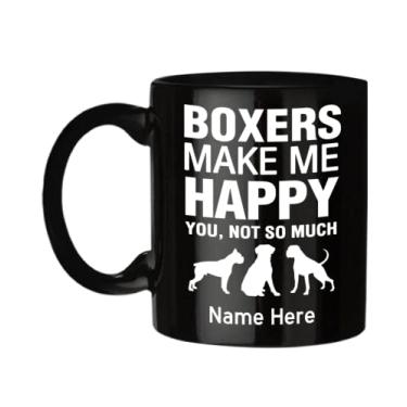 Imagem de Caneca boxer personalizada – Caneca de cachorro boxer personalizada – Boxers Make Me Happy – Presentes Boxer - Ideia de presente de caixa de cesta de Natal de aniversário Boxer - Caneca de café de 325 ml