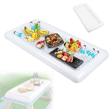 Imagem de Barra inflável de mesa de bilhar, barra de buffet de servir de gelo grande com plugue de drenagem Mantenha suas saladas bebidas geladas para festa piquenique acampamento