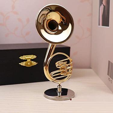 Imagem de LTFQY Ie Miniatura Flauta Clarinete Saxofone Trombone Trombone Trompa Francesa Modelo Mini Instrumento Musical Ornamentos Presente e Decoração-Sousafine-12cm