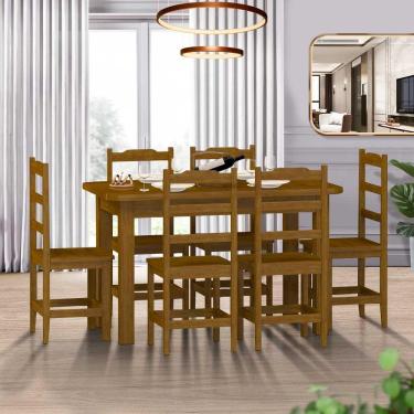 Imagem de Mesa De Jantar Com 6 Cadeiras Madeira Maciça 160cm Imbuia Pérola Nemargi