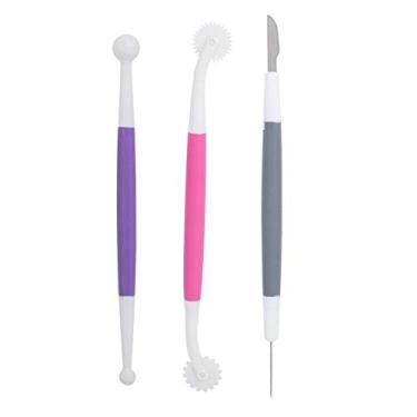 Imagem de Ferramenta para esculpir bolos, 3 pçs/conjunto Fondant Ferramentas para decoração de bolos Modelagem de padrões de flores Cortador para escultura em massa